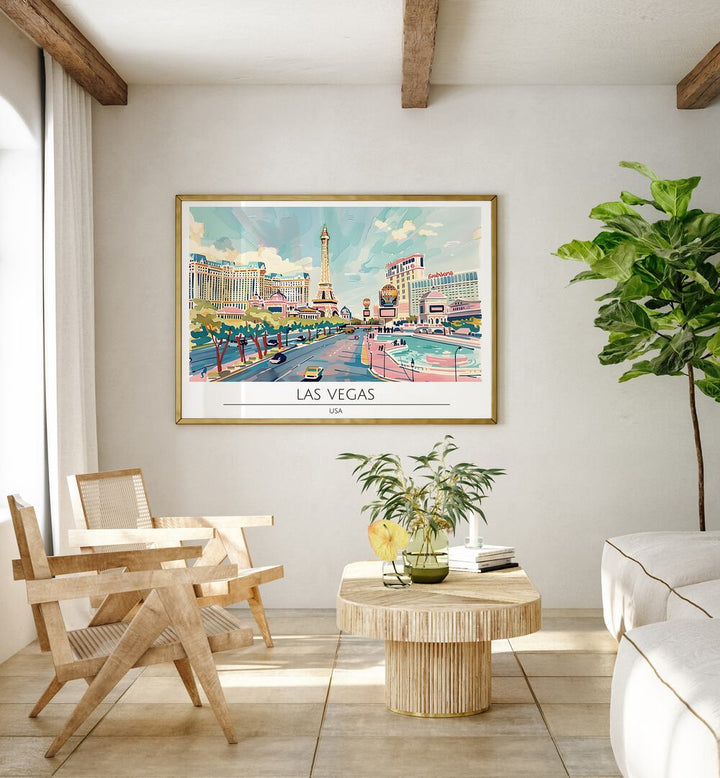 las vegas city-usa travel posters Artwork III placed on a Wall