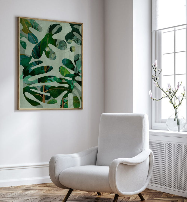 Botanical art print "LEAVES MORE X - KOPIE, FLORAL FLOWER PAINTINGS" by Ana Rut Bre, enhancing modern interiors.