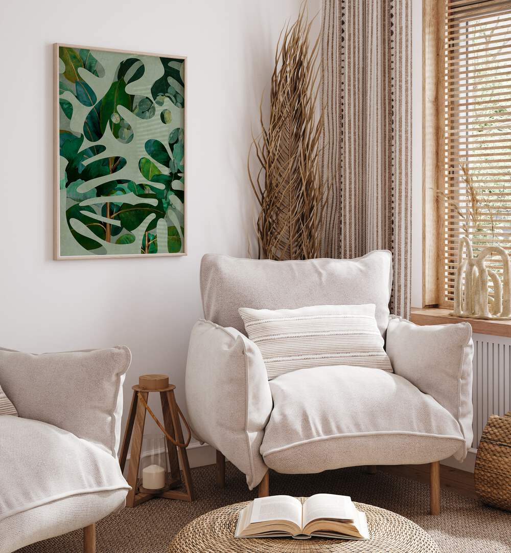 Beautifully framed botanical artwork, LEAVES MORE X - KOPIE, enhances any space with floral flower paintings.