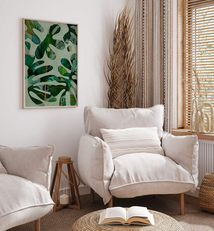 Beautifully framed botanical artwork, LEAVES MORE X - KOPIE, enhances any space with floral flower paintings.