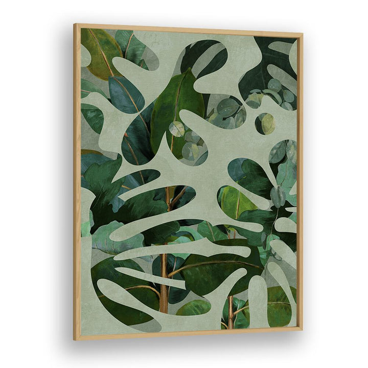 Stunning LEAVES MORE X - KOPIE, FLORAL FLOWER PAINTINGS framed in oak, showcasing vibrant botanical art by Ana Rut Bre.