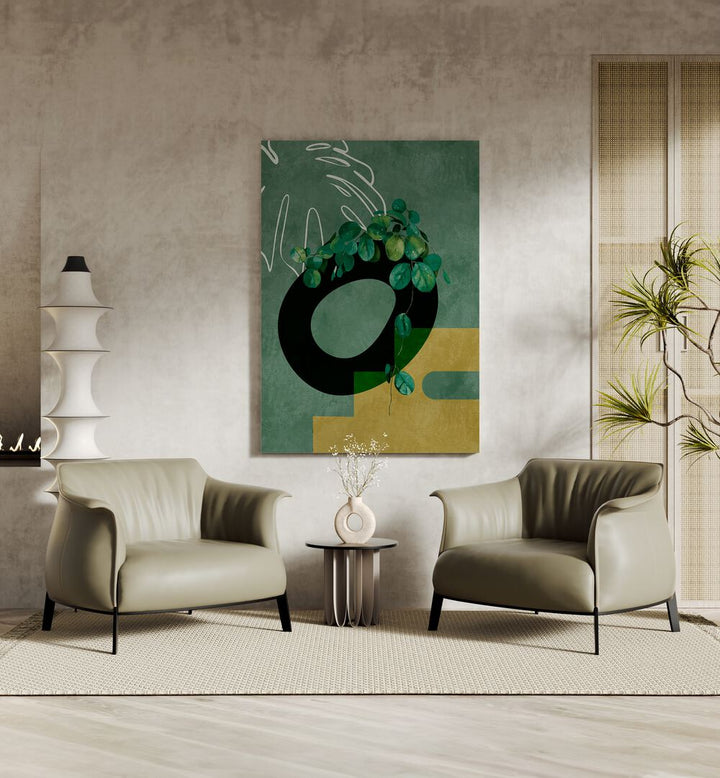 Stylish LEAVES MORE IV, FLORAL FLOWER PAINTINGS by Ana Rut Bre, showcasing vibrant greenery and modern design elements.