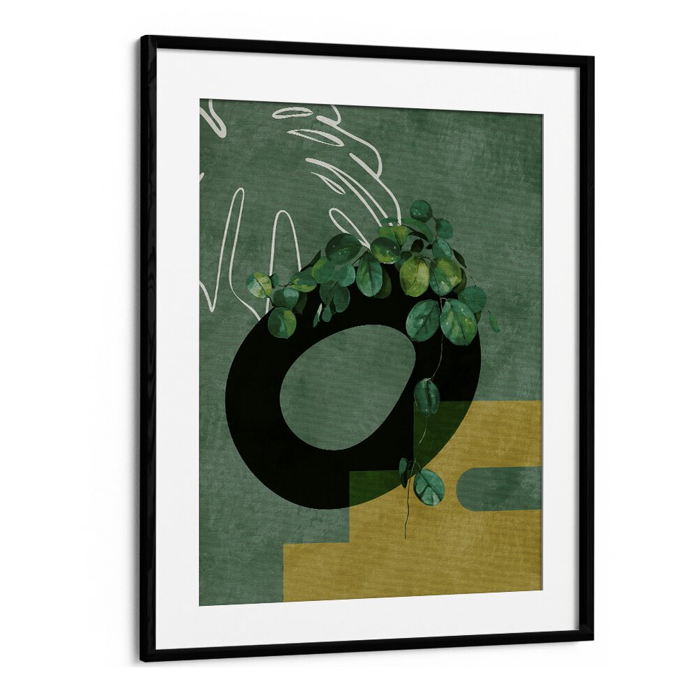 Vibrant LEAVES MORE IV, FLORAL FLOWER PAINTINGS by Ana Rut Bre, showcasing lush greenery in a stylish black frame.