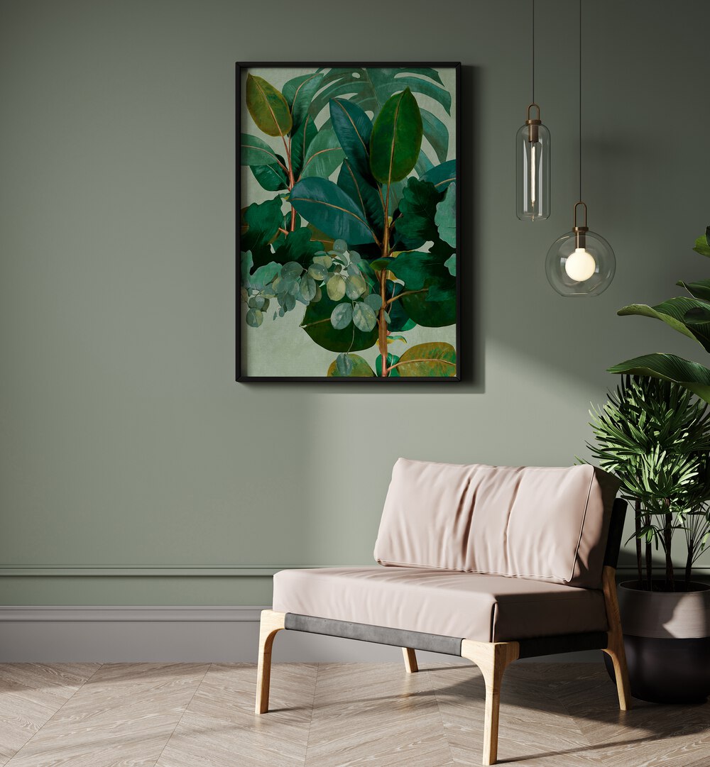Stunning botanical art print, LEAVES MORE IX - KOPIE, enhances your space with vibrant floral flower paintings.