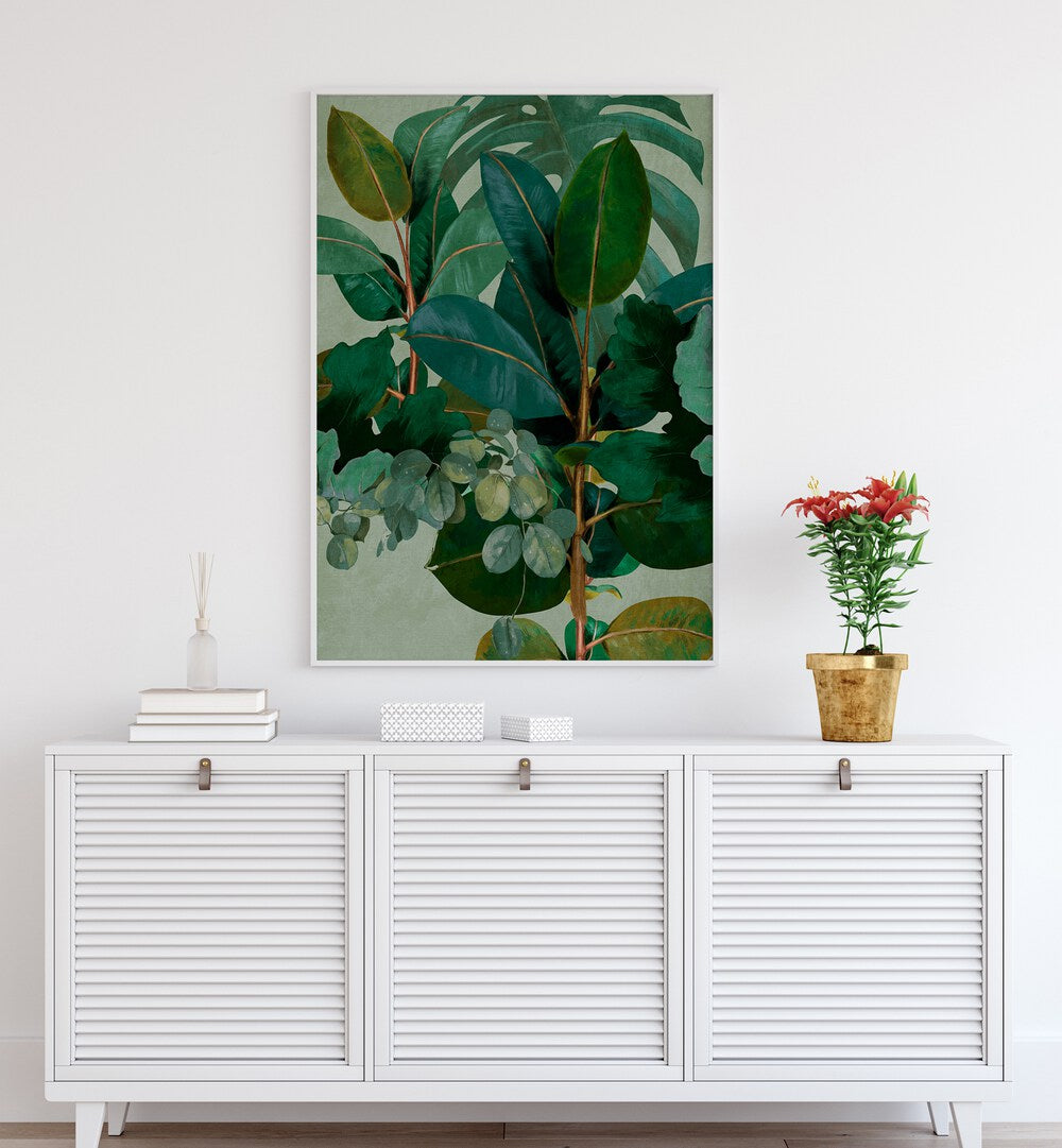 Beautiful botanical art print, LEAVES MORE IX - KOPIE, enhances your home with vibrant floral flower paintings.