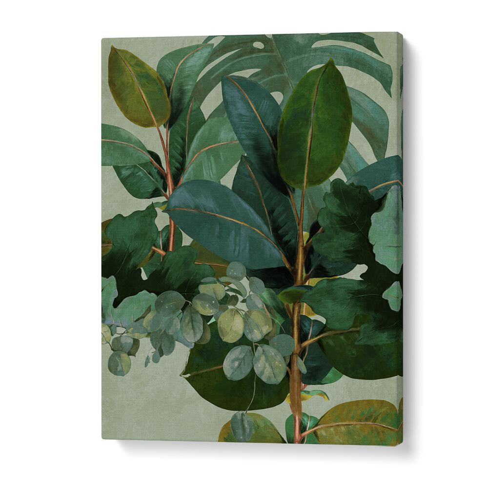 Botanical art print "LEAVES MORE IX - KOPIE, FLORAL FLOWER PAINTINGS" by Ana Rut Bre, showcasing lush green foliage.