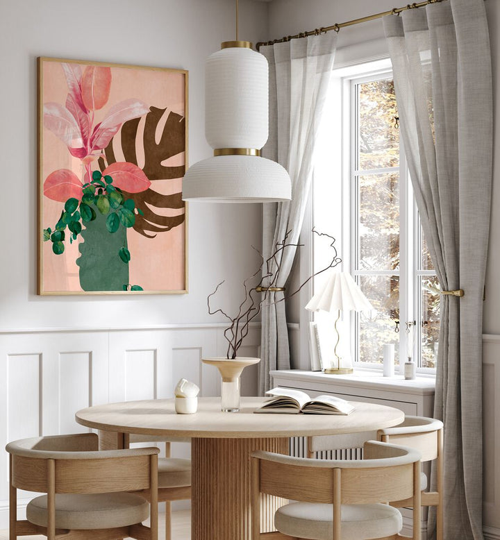 "LEAVES MORE VI - PINK, FLORAL FLOWER PAINTINGS enriches your space with vibrant botanical art by Ana Rut Bre."