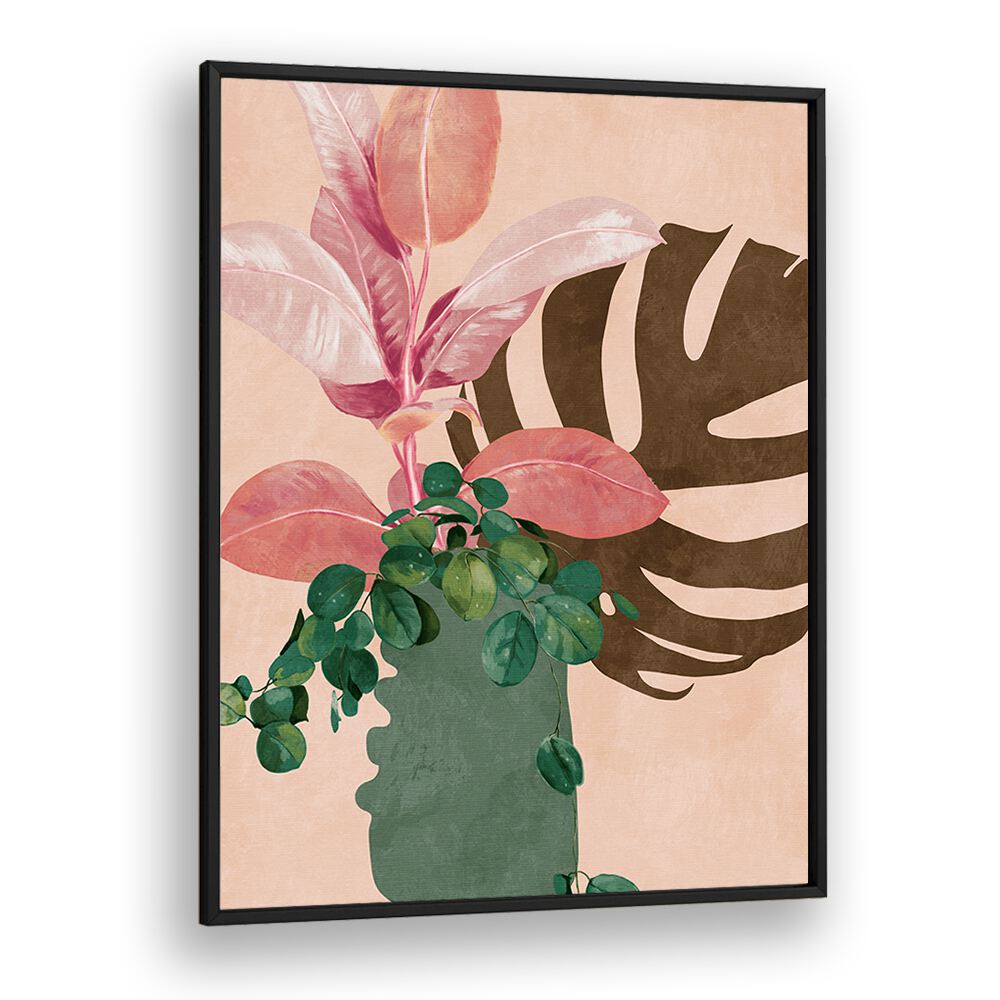 Elegant LEAVES MORE VI - PINK, FLORAL FLOWER PAINTINGS by Ana Rut Bre showcasing vibrant botanical beauty in a framed design.