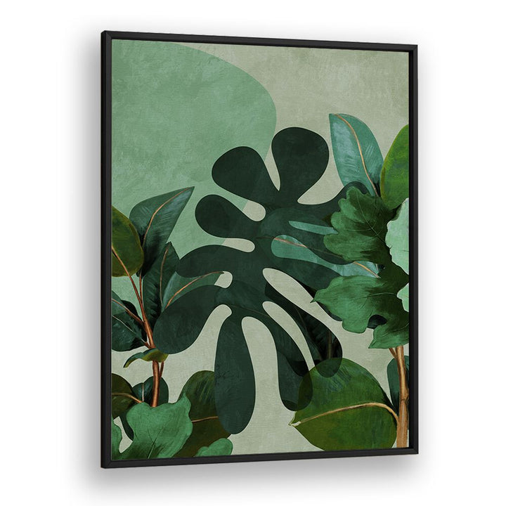 Enhance your decor with LEAVES MORE VIII - KOPIE, FLORAL FLOWER PAINTINGS by Ana Rut Bre, featuring lush green botanicals.