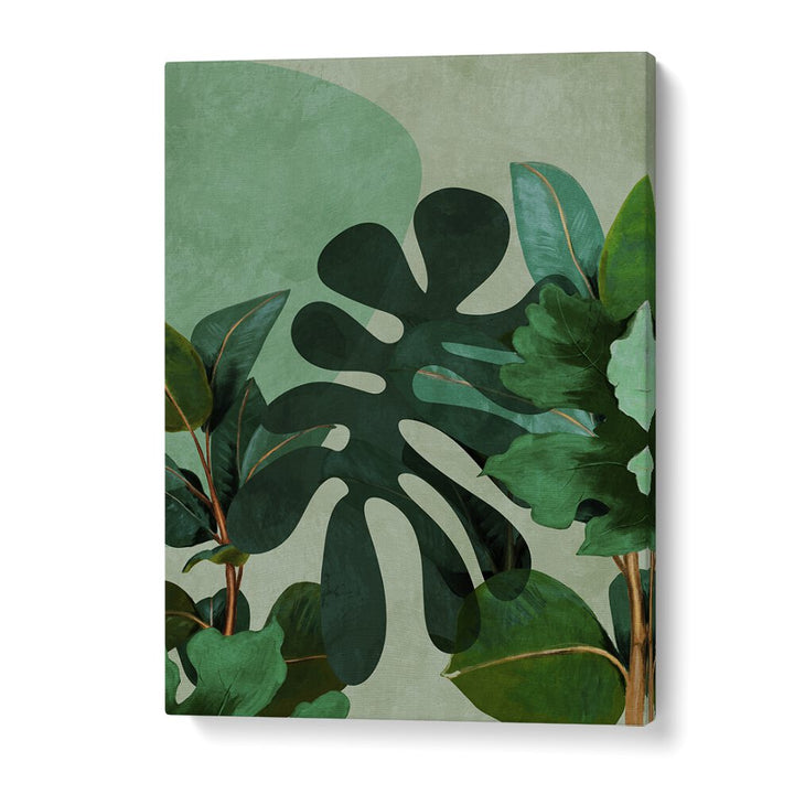 Transform your space with "LEAVES MORE VIII - KOPIE, FLORAL FLOWER PAINTINGS" by Ana Rut Bre, featuring lush green foliage.