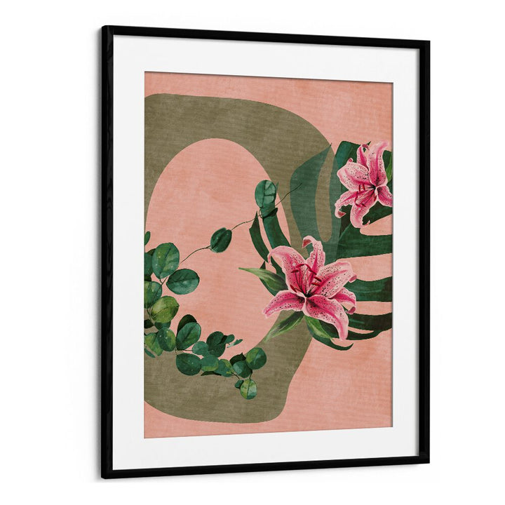 Stunning LEAVES MORE XI - KOPIE, FLORAL FLOWER PAINTINGS by Ana Rut Bre in a sleek black frame, perfect for any decor.