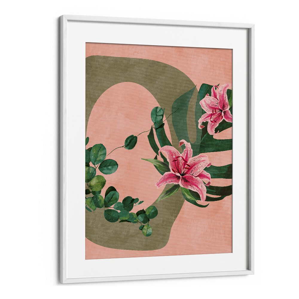 Stunning LEAVES MORE XI - KOPIE, FLORAL FLOWER PAINTINGS by Ana Rut Bre in a white frame, perfect for modern decor.