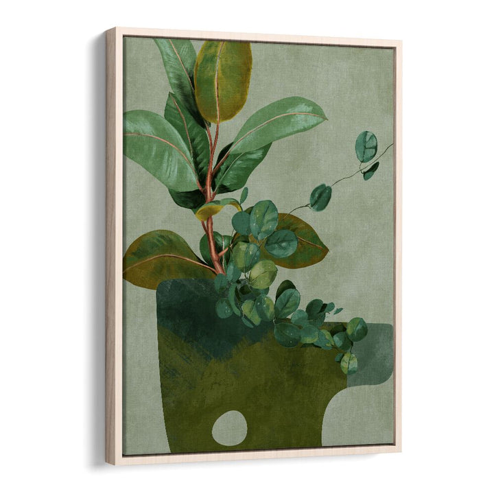 LEAVES MORE XII, FLORAL FLOWER PAINTINGS by Ana Rut Bre, a stunning botanical art print in a modern oak frame.