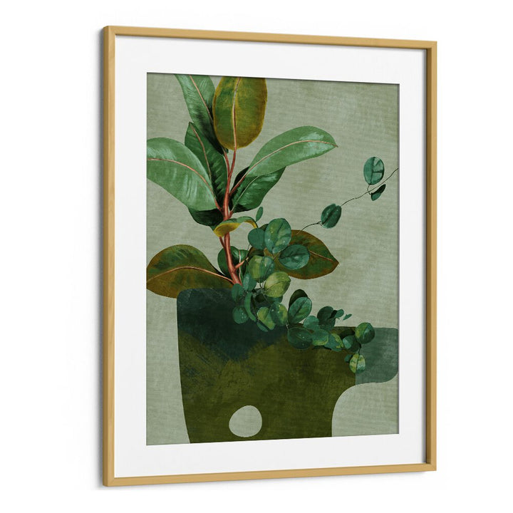 Elegant LEAVES MORE XII, FLORAL FLOWER PAINTINGS by Ana Rut Bre in a stylish oak frame, perfect for modern decor.