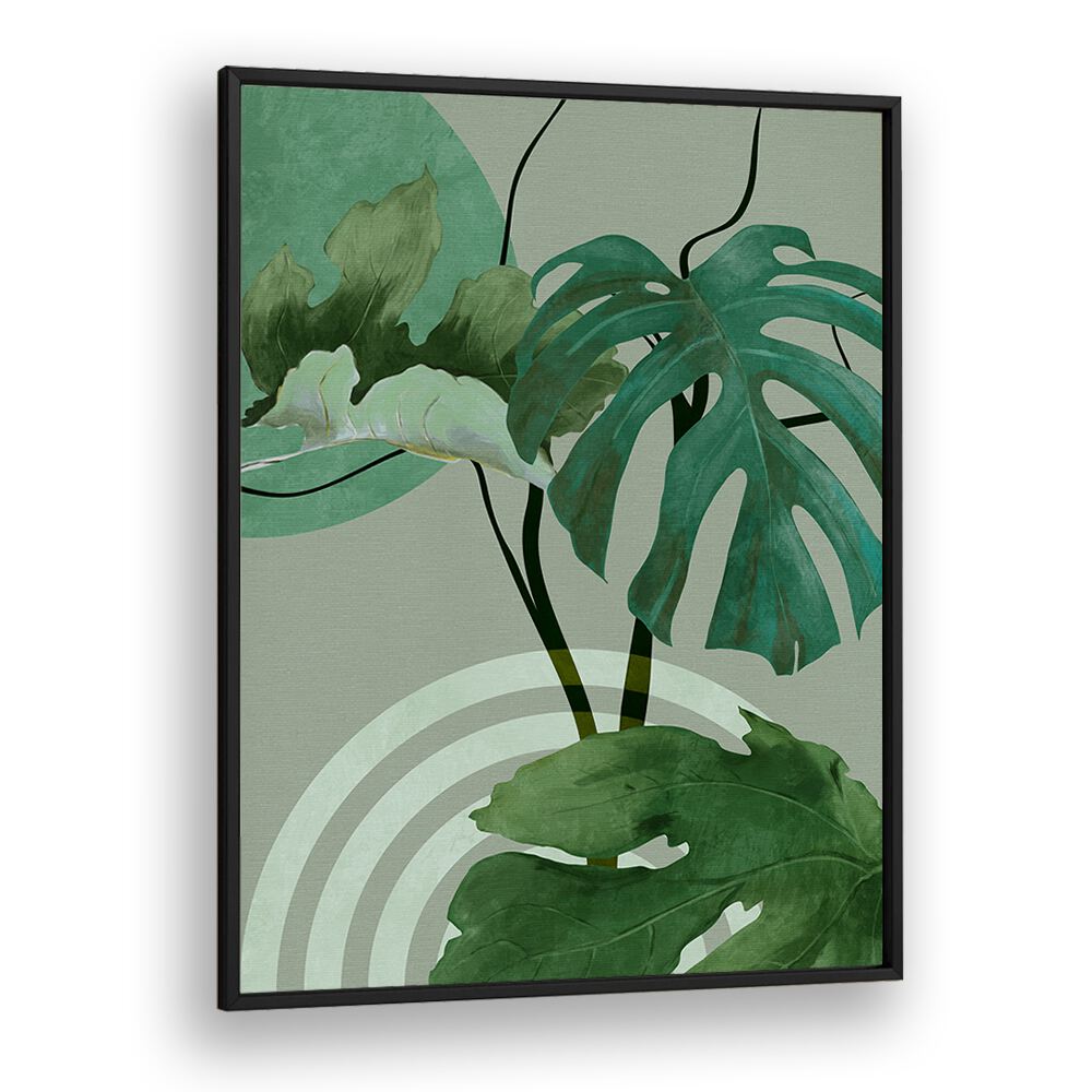 LEAVES MORE XII - KOPIE, FLORAL FLOWER PAINTINGS showcase vibrant botanical art by Ana Rut Bre in a sleek black frame.