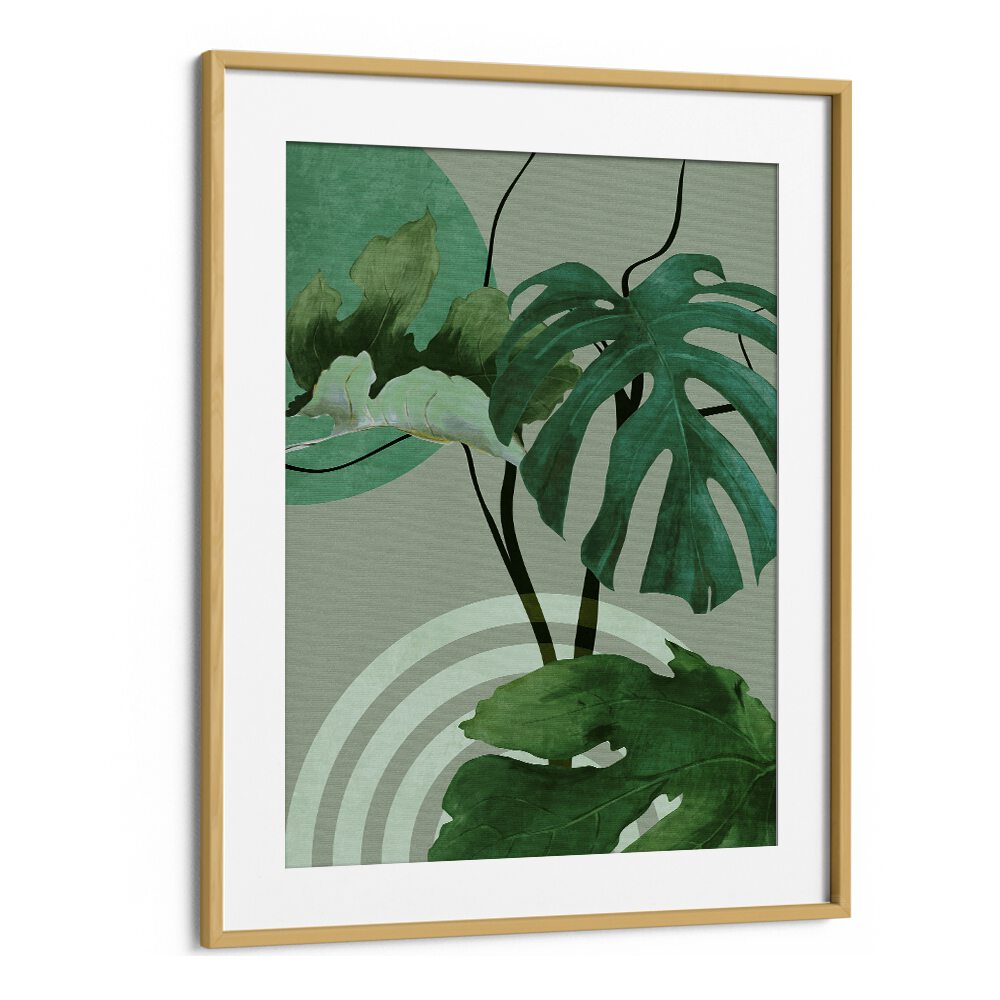 Stunning LEAVES MORE XII - KOPIE, FLORAL FLOWER PAINTINGS by Ana Rut Bre in an elegant oak frame, perfect for decor.