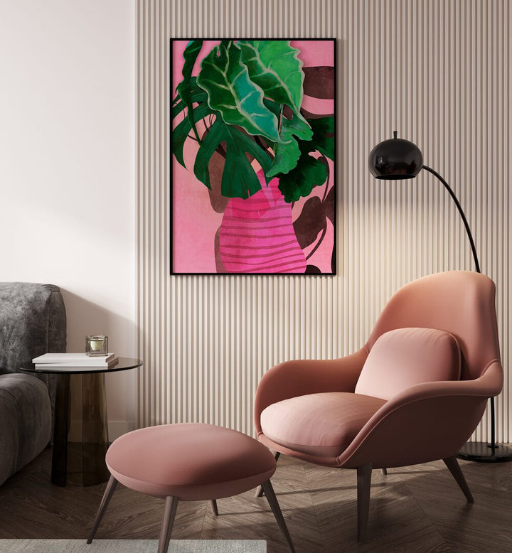 Stunning "LEAVES MORE XIII, FLORAL FLOWER PAINTINGS" by Ana Rut Bre enhances modern living spaces beautifully.