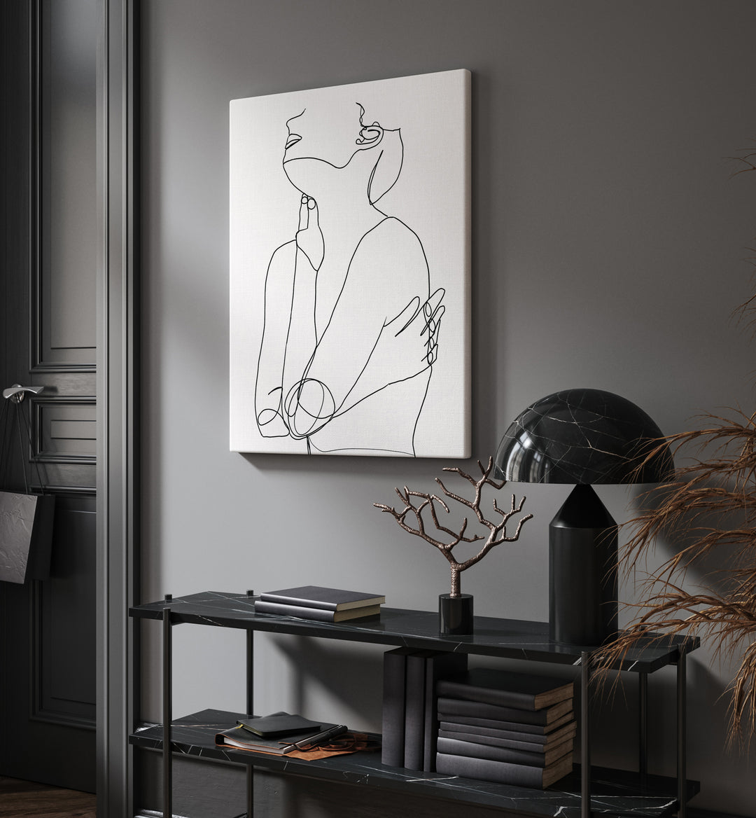 Elegant LINE DRAWING OF WOMAN III, a stunning example of LINE ART PAINTINGS, enhances modern decor beautifully.