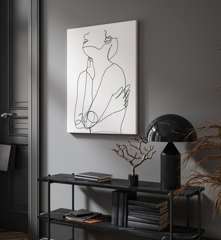 Elegant LINE DRAWING OF WOMAN III, a stunning example of LINE ART PAINTINGS, enhances modern decor beautifully.