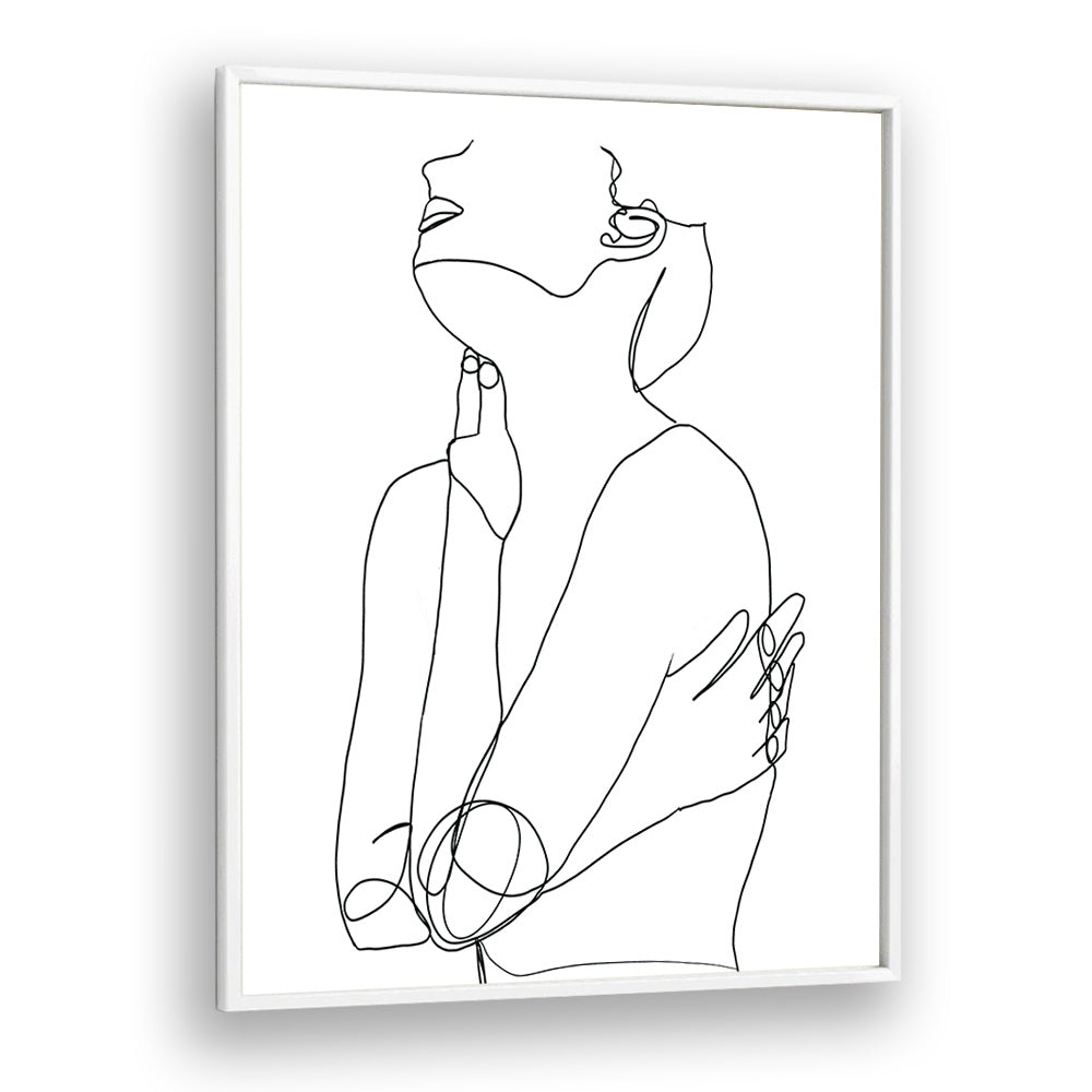 Elegant LINE DRAWING OF WOMAN III in a white frame, showcasing modern beauty in LINE ART PAINTINGS by Sharyn Burs.