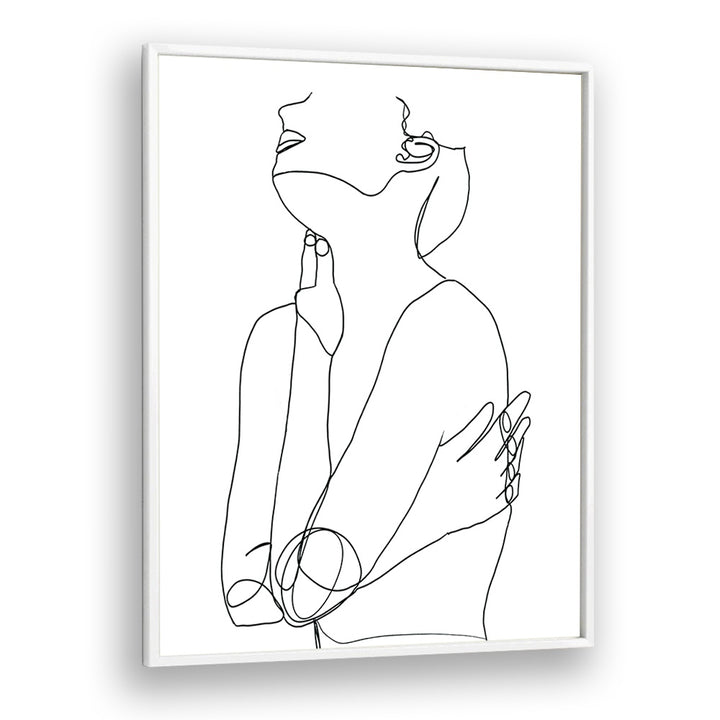 Elegant LINE DRAWING OF WOMAN III in a white frame, showcasing modern beauty in LINE ART PAINTINGS by Sharyn Burs.