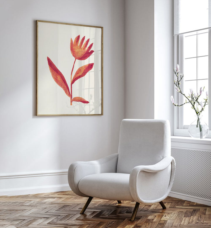 Vibrant LINOCUT FLOWER VIVA MAGENTA, FLORAL FLOWER PAINTINGS by Alisa Galitsyna enhances any modern space beautifully.