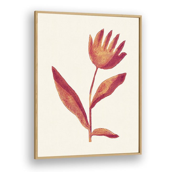 Vibrant LINOCUT FLOWER VIVA MAGENTA, FLORAL FLOWER PAINTINGS by Alisa Galitsyna in an elegant oak frame.