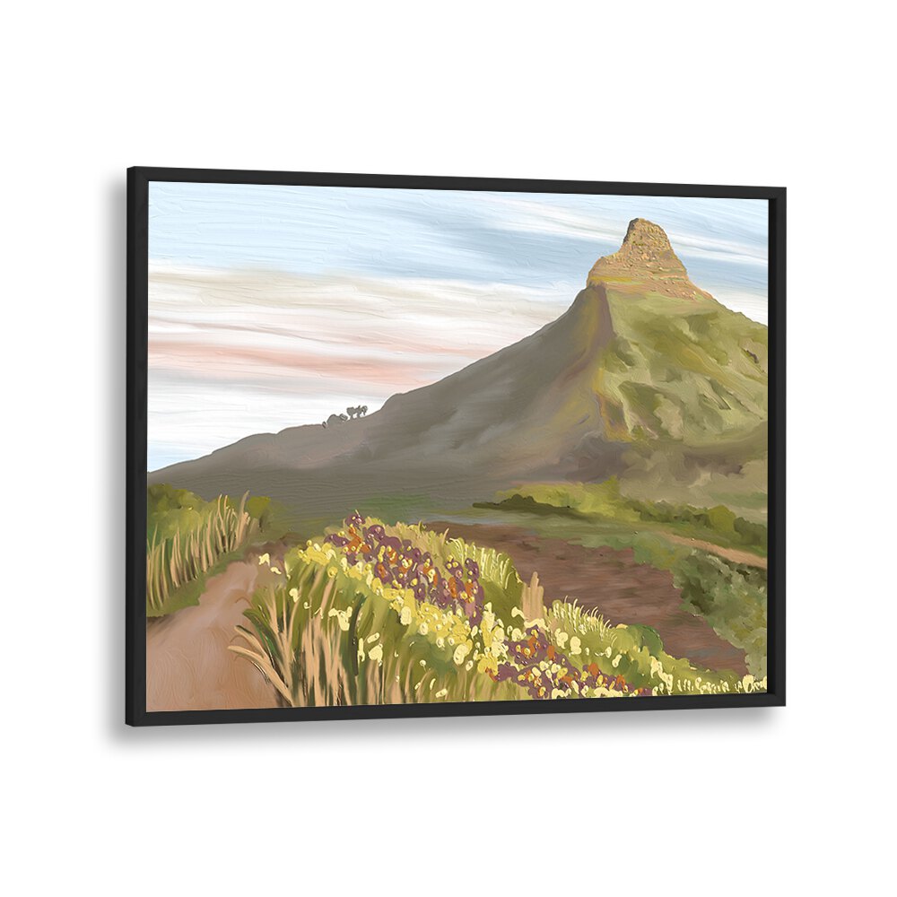 LIONS HEAD, LANDSCAPE PAINTINGS beautifully framed, showcasing nature's majesty with vibrant colors and detail.