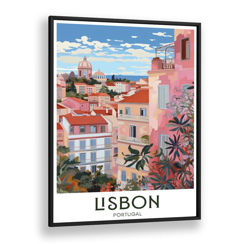 lisbon-mosaic travel posters in Black Plain Frame