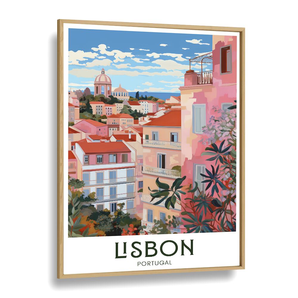 lisbon-mosaic travel posters in Oak Wood Plain Frame