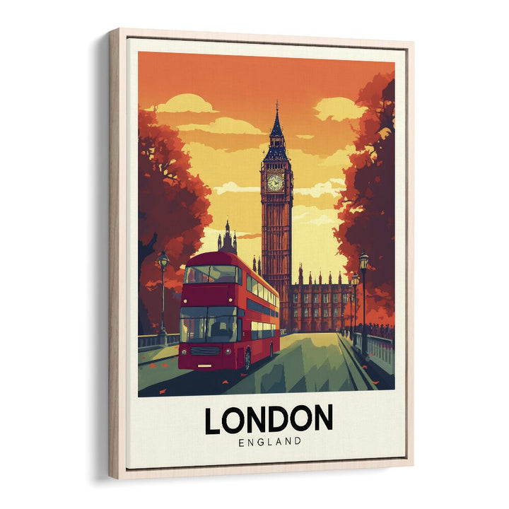 london-england I travel posters in Oak Wood Floater Frame