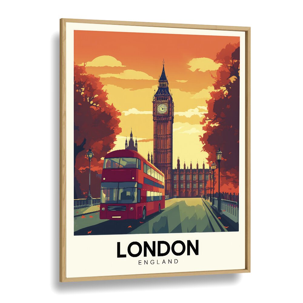 london-england I travel posters in Oak Wood Plain Frame
