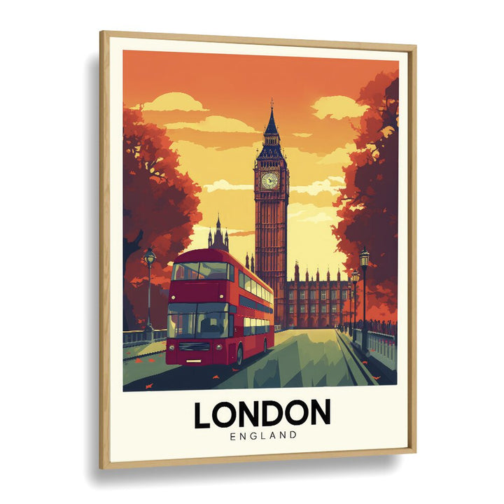 london-england I travel posters in Oak Wood Plain Frame