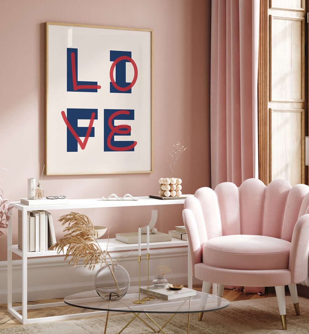 love life by frankie kerr-dineen geometric paintings Artwork II placed on a wall