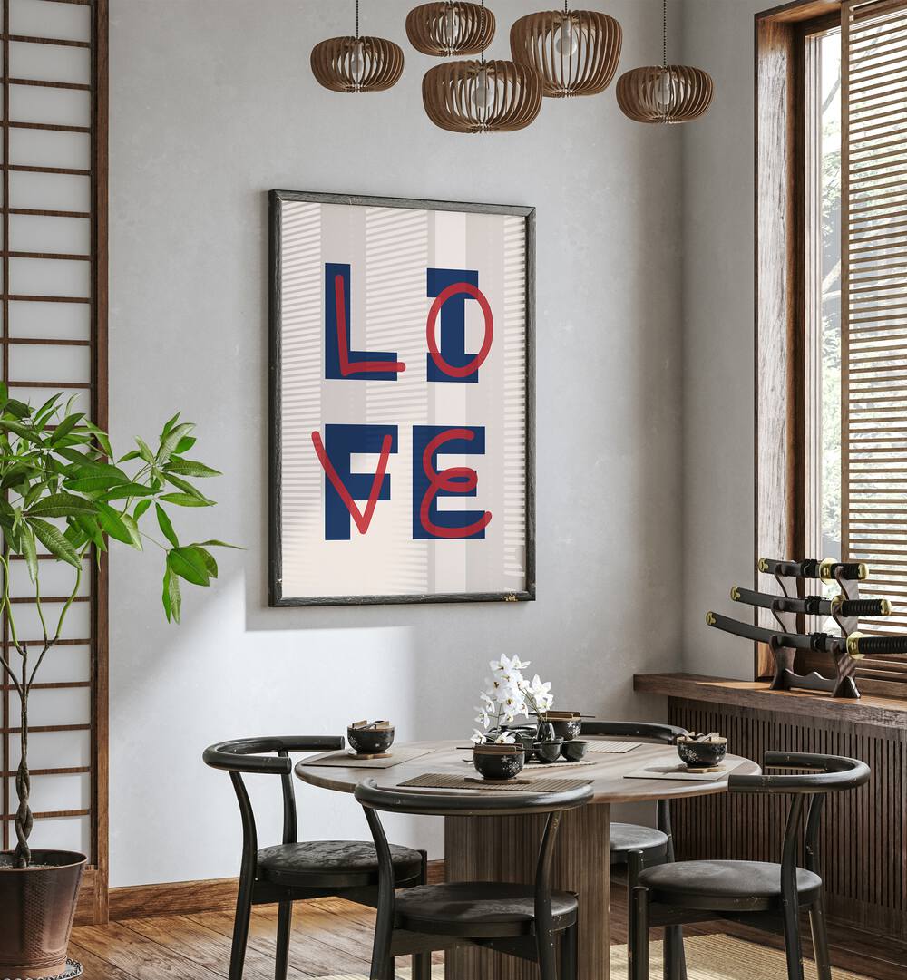 love life by frankie kerr-dineen geometric paintings Artwork IV placed on a wall