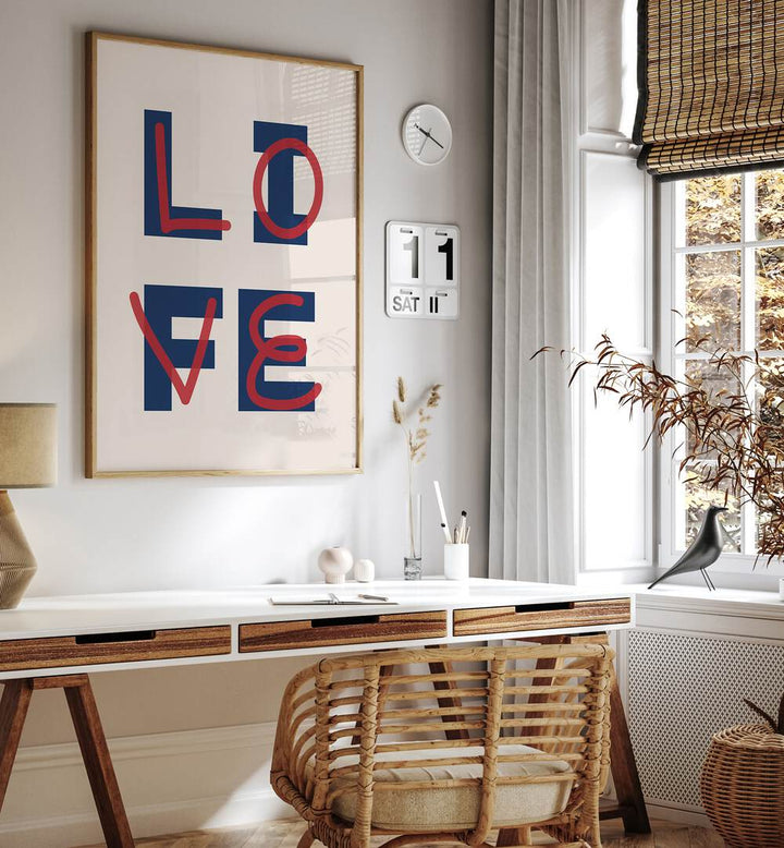 love life by frankie kerr-dineen geometric paintings Artwork VI placed on a wall