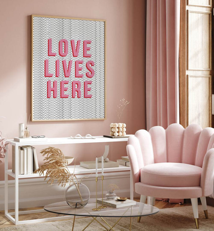 love lives here by frankie kerr-dineen geometric paintings Artwork III placed on a wall