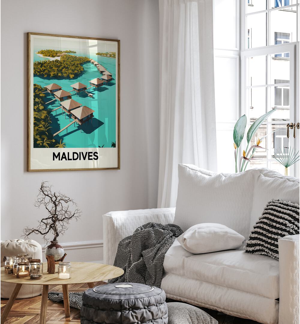 maldives travel posters Artwork II placed on a Wall