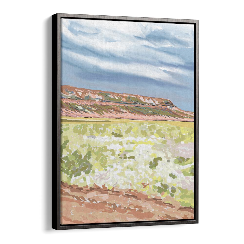Stunning MEMORIES IN BLOOM II , LANDSCAPE PAINTINGS in a black floater frame, perfect for enhancing your home decor.