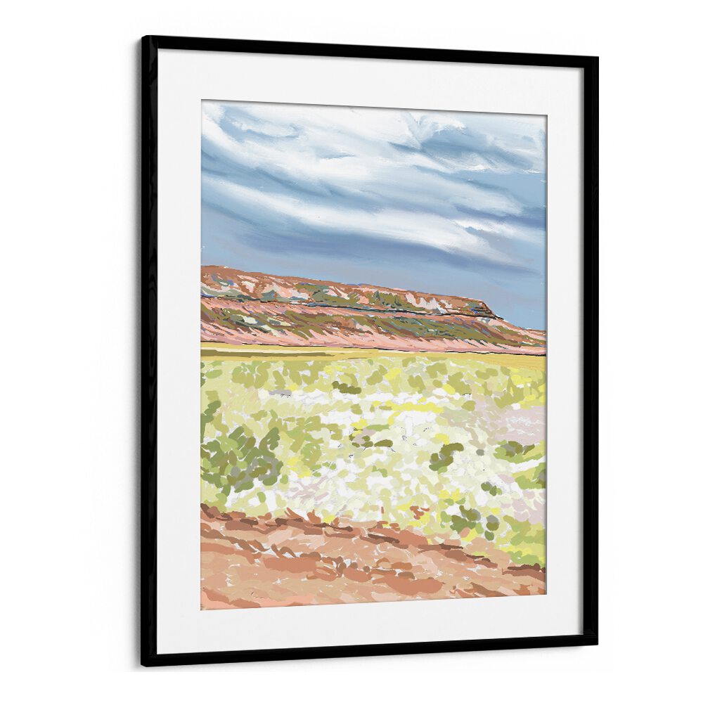 Elevate your space with MEMORIES IN BLOOM II, LANDSCAPE PAINTINGS, showcasing serene nature in a stylish black frame.