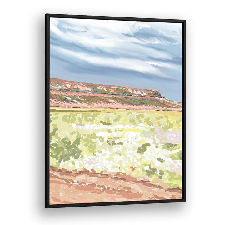 Serene MEMORIES IN BLOOM II, LANDSCAPE PAINTINGS in a black frame, perfect for enhancing your living space's tranquility.