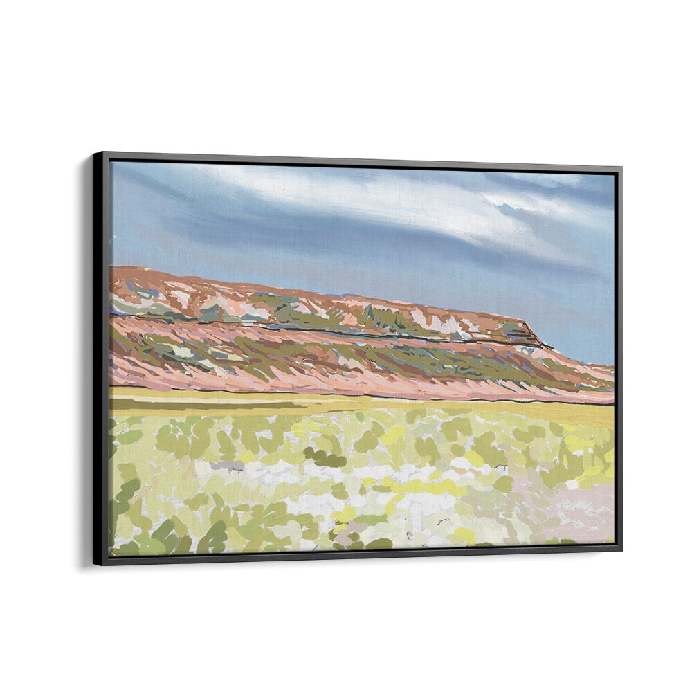 Stunning MEMORIES IN BLOOM, LANDSCAPE PAINTINGS in a black floater frame, perfect for enhancing any space.