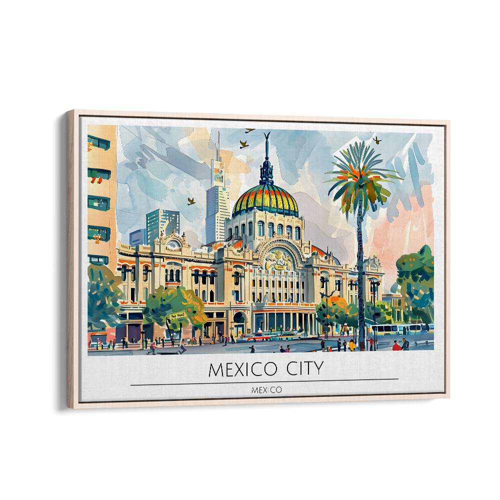 mexico city-mexico II travel posters in Oak Wood Floater Frame