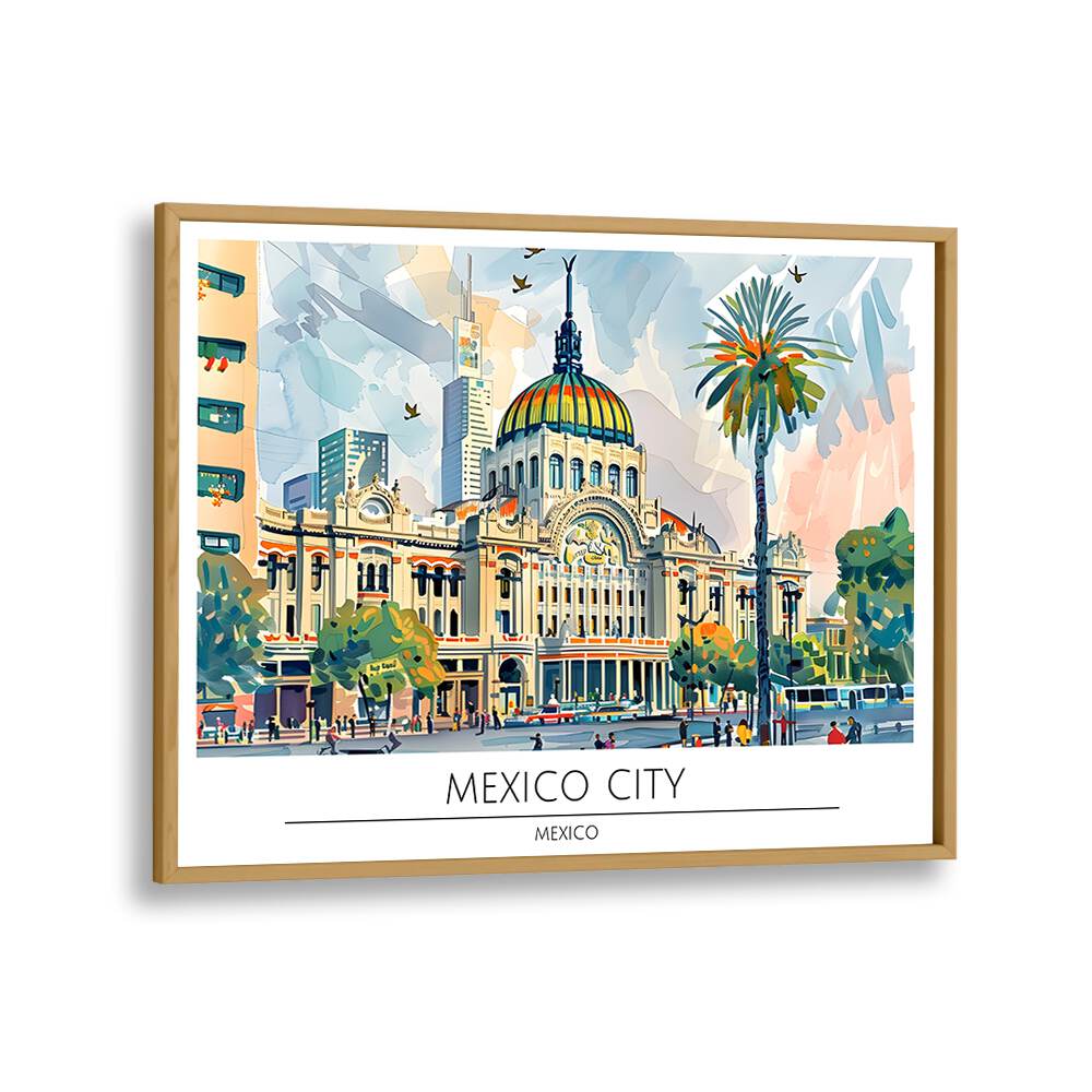 mexico city-mexico II travel posters in Oak Wood Plain Frame