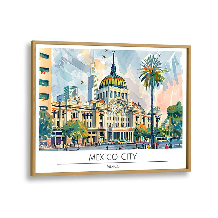 mexico city-mexico II travel posters in Oak Wood Plain Frame