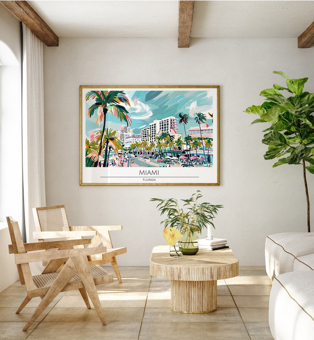 miami-florida travel posters Artwork II placed on a Wall