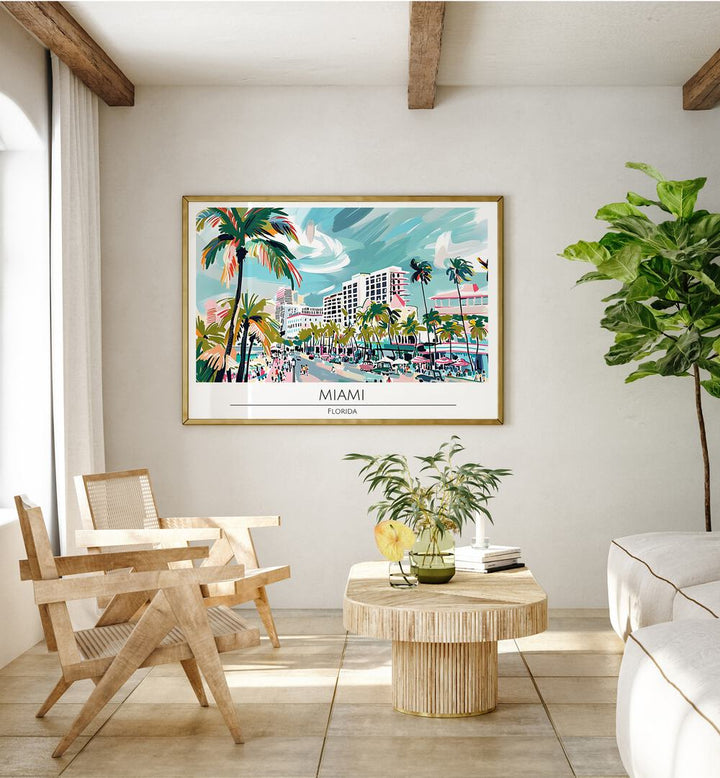 miami-florida travel posters Artwork II placed on a Wall