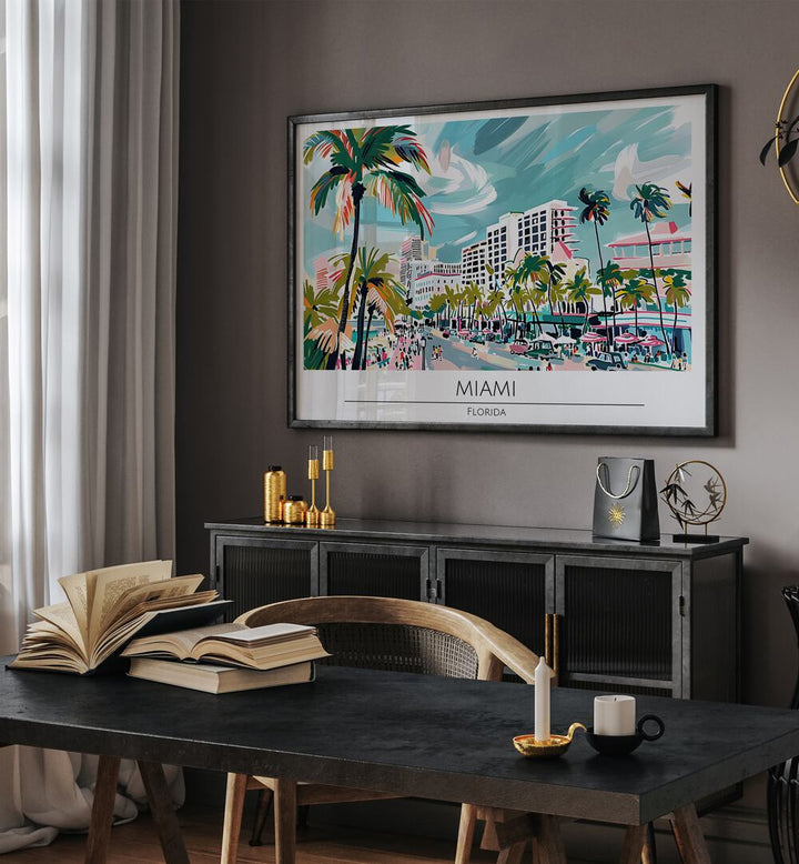 miami-florida travel posters Artwork IV placed on a Wall