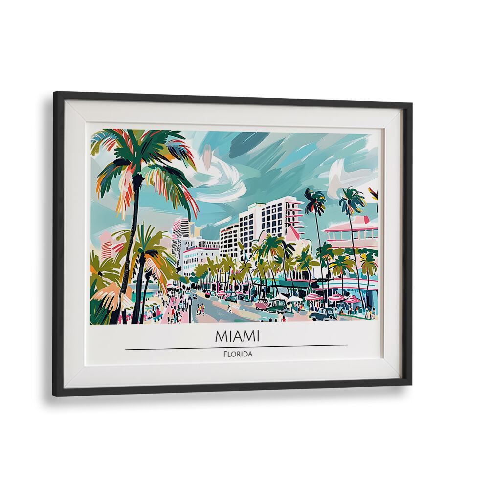 miami-florida travel posters in Black Frame With Mount
