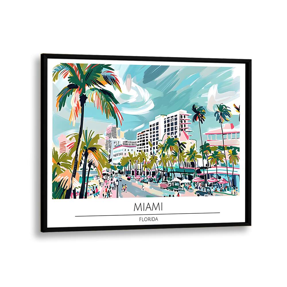 miami-florida travel posters in Black Plain Frame